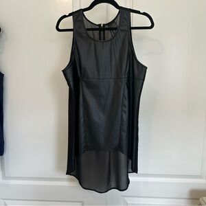 Fun & Flirt Black Faux Leather with Sheer Back Panel Top Size Large